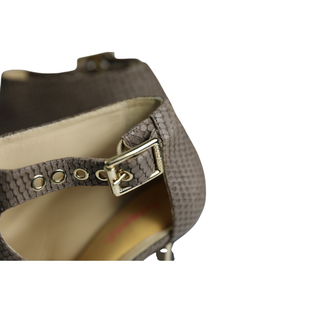 Jimmy‎ Choo Grey Snakeskin Peep Toe Ankle Booties Cutout Buckle Heels Size 38 - Picture 8 of 8